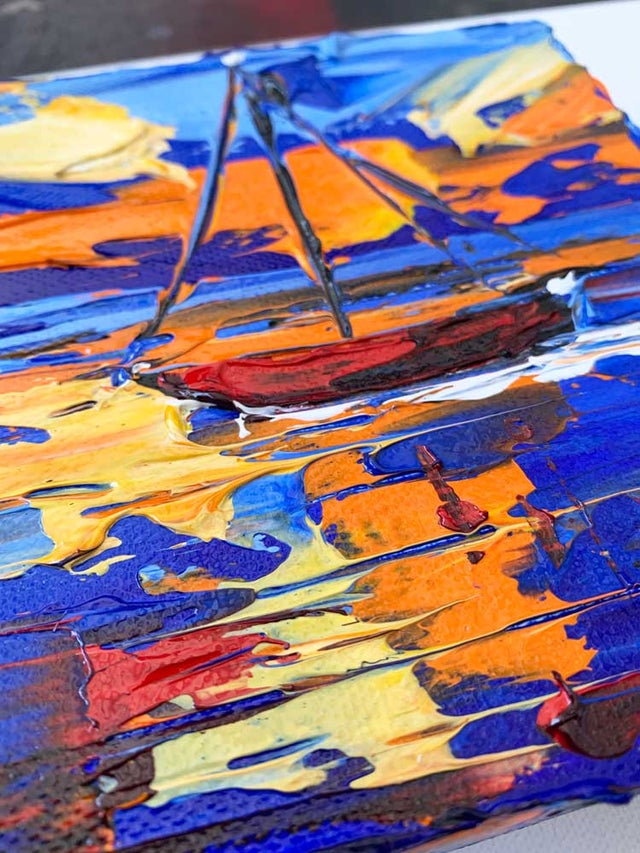 A textured Deep Impasto palette knife painting in acrylic by an award